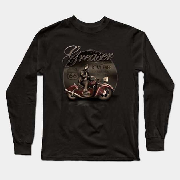 Motorcycle Greaser Long Sleeve T-Shirt by hardtbonez